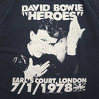 DAVID BOWIE David Bowie Rock Artist Band T-Shirt XL Black Cotton Memorial HEROES EARLS COURT