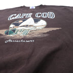 LOGO 7 Made in USA 90s Printed Sweatshirt M Brown Cotton Fleece CAPE COD