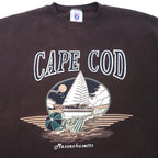 LOGO 7 Made in USA 90s Printed Sweatshirt M Brown Cotton Fleece CAPE COD