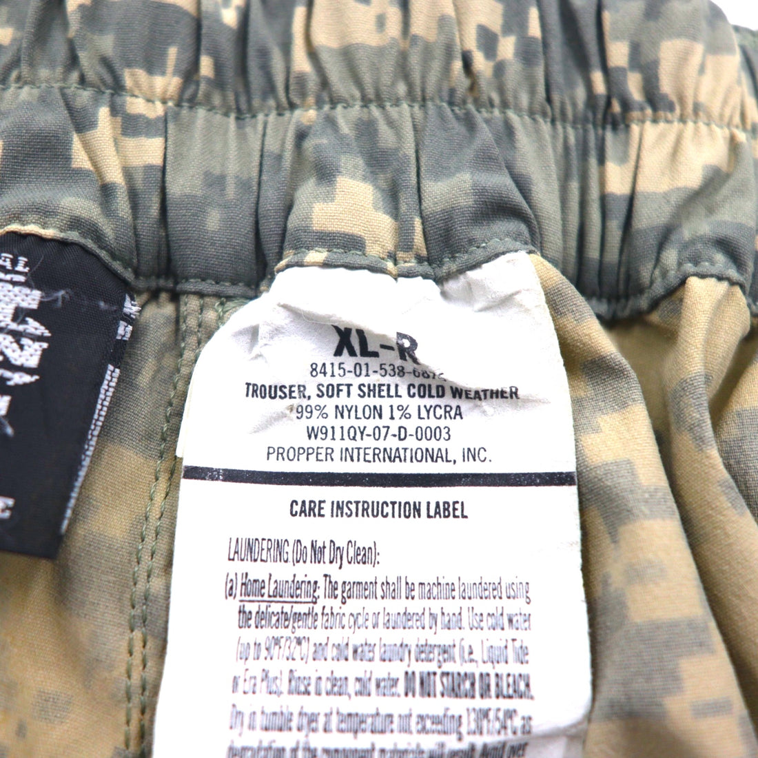 US ARMY ECWCS GEN3 LEVEL5 ソフトシェル カーゴパンツ XL ナイロン 防水 サスペンダー付 ドローコード 8415-01-538-6875 デジタルカモ