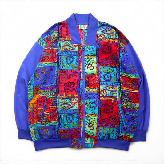 90s Vintage Sport Jacket BOLD SPIRIT 90年代 ナイロンジャケット ジップアップブルゾン M パープル 総柄