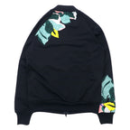 adidas originals × HER STUDIO LONDON ATP型 トラックジャケット ジャージ L ブラック ポリエステル フローラルグラフィック ダブルジップ トレフォイルロゴ 3ストライプ GC6849