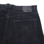 HARLEY DAVIDSON 2000s Black Denim Pants, Size L, Leather Patch, Zipper Fly, Made in Mexico