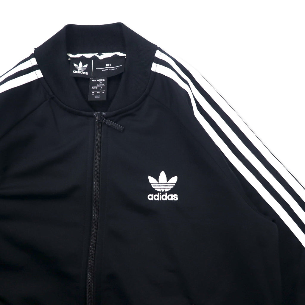 adidas originals × HER STUDIO LONDON ATP型 トラックジャケット ジャージ L ブラック ポリエステル フローラルグラフィック ダブルジップ トレフォイルロゴ 3ストライプ GC6849