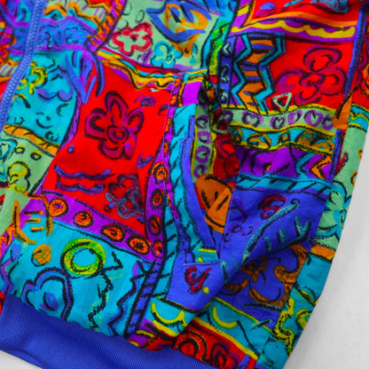 90s Vintage Sport Jacket BOLD SPIRIT 90s Nylon Zip-Up Blouson, Size M, Purple, All-Over Print