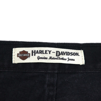 HARLEY DAVIDSON 00年代 ブラック デニムパンツ L レザーパッチ ジッパーフライ メキシコ製