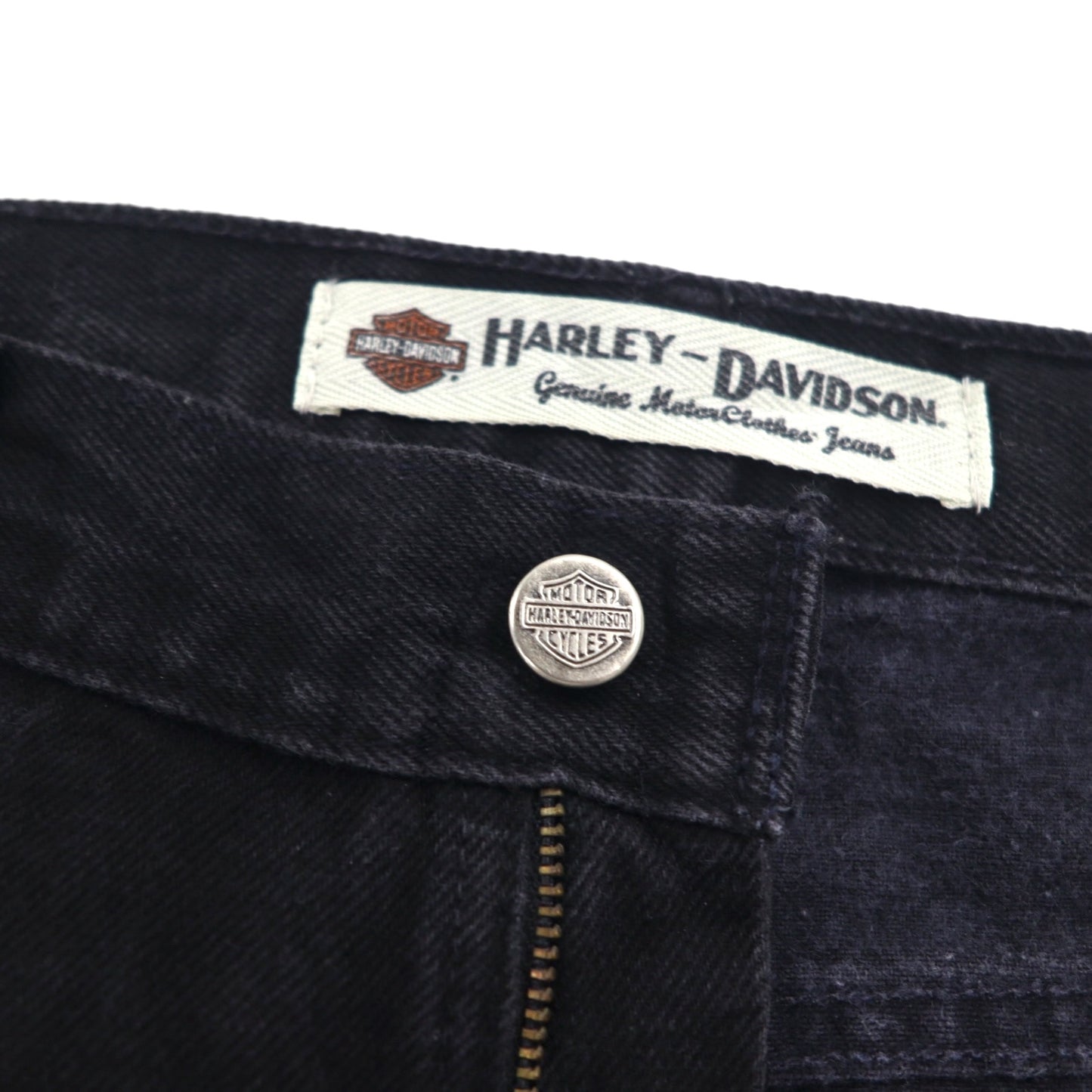 HARLEY DAVIDSON 00年代 ブラック デニムパンツ L レザーパッチ ジッパーフライ メキシコ製