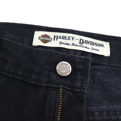 HARLEY DAVIDSON 00年代 ブラック デニムパンツ L レザーパッチ ジッパーフライ メキシコ製