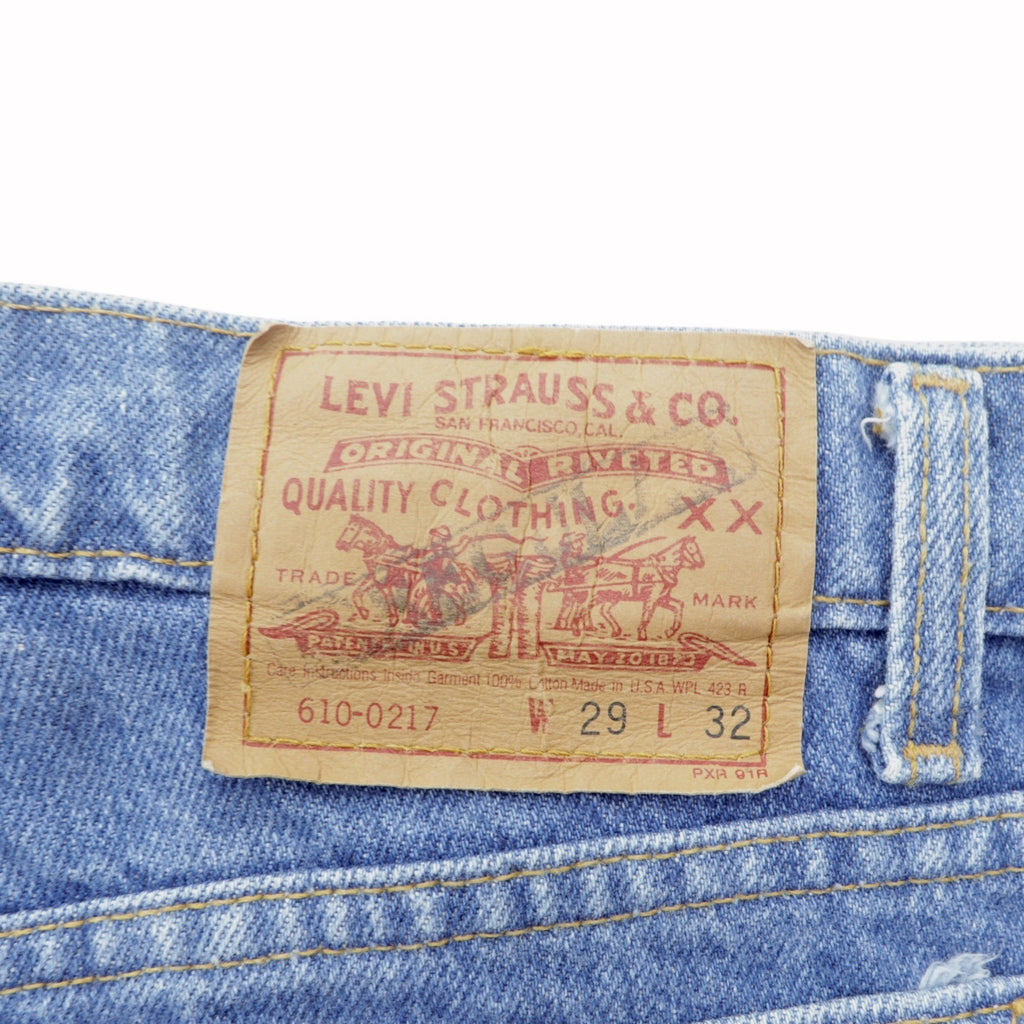 Levi's 90s USA Made 610 Tapered Denim Pants Jeans S Indigo 610-0217 Button Back 525