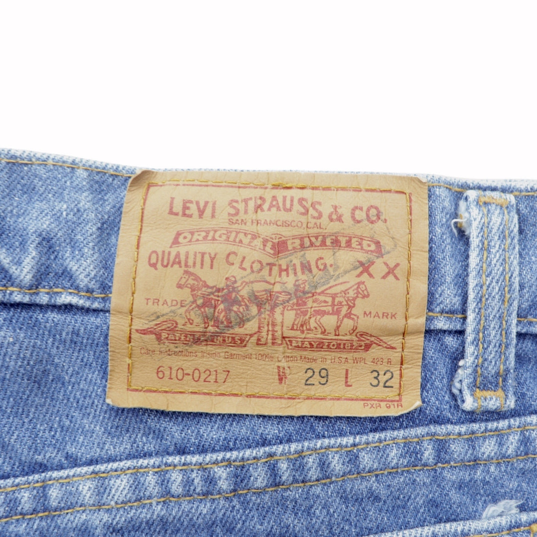 Levi's 90s USA Made 610 Tapered Denim Pants Jeans S Indigo 610-0217 Button Back 525