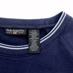Polo Jeans RALPH LAUREN 90s Ribbed Sweatshirt Jumper L Navy Fleece Lined Stars and Stripes
