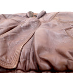 Lambskin Bomber Jacket 90s Bomber Jacket Lamb Leather Flight Jacket L Brown Sheepskin Retractable Hood