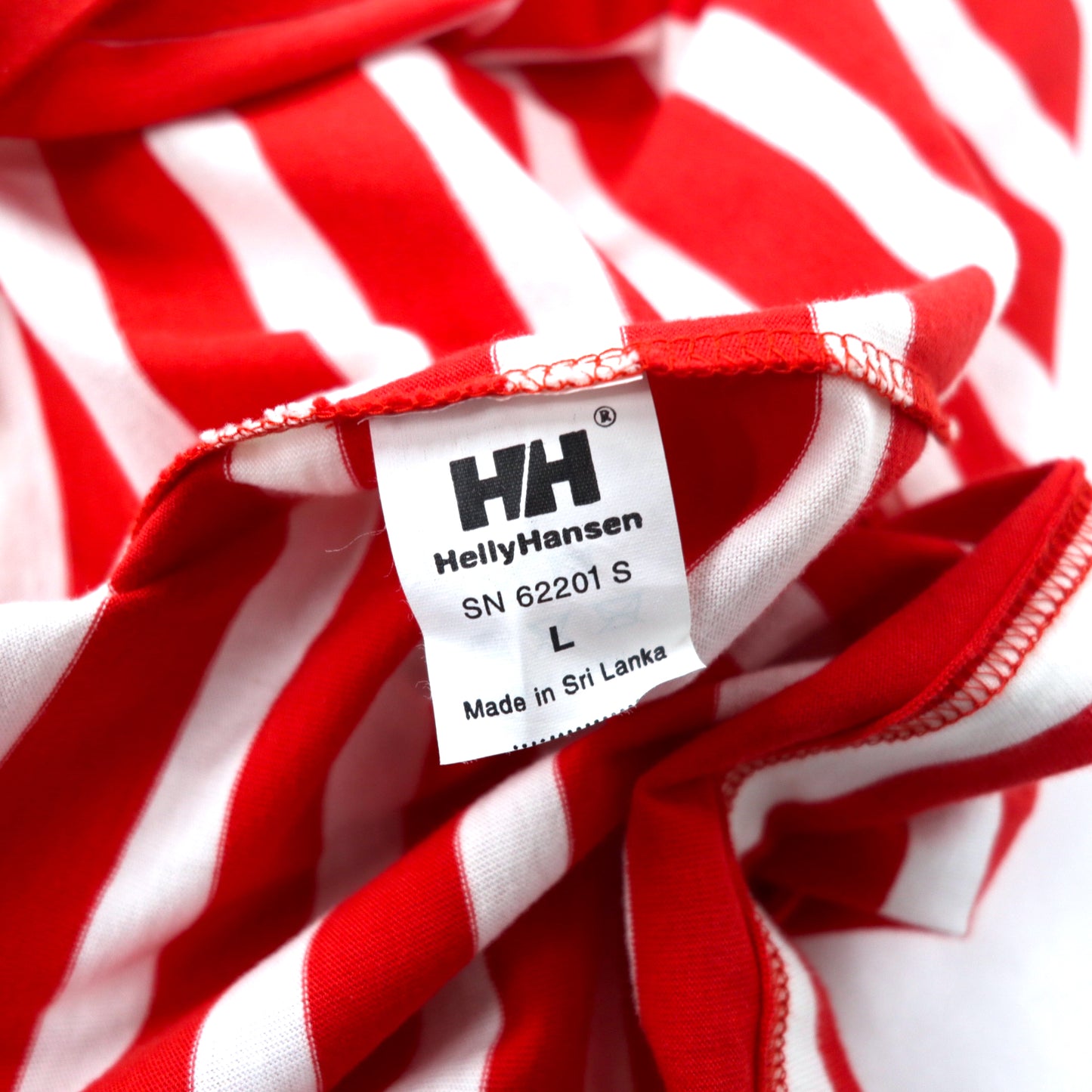 Helly Hansen オーバーサイズ ボーダー Tシャツ L レッド ホワイト コットン リンガーネック TWIN SAILS ワンポイントロゴ刺繍 スリランカ製