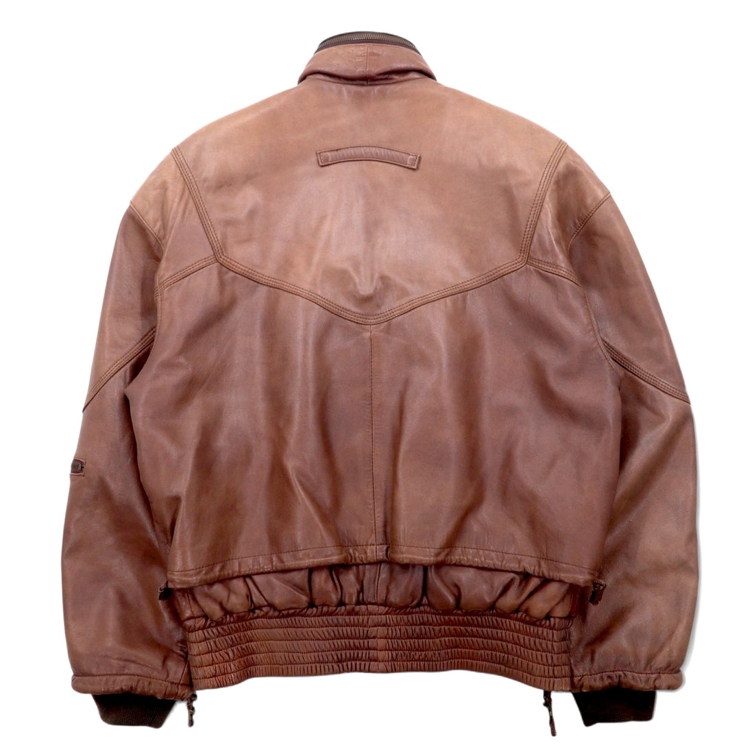 Lambskin Bomber Jacket 90s Bomber Jacket Lamb Leather Flight Jacket L Brown Sheepskin Retractable Hood