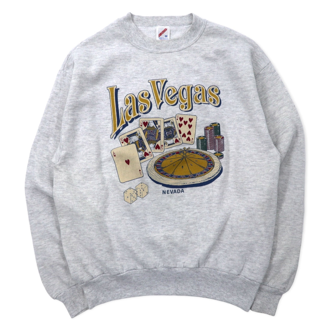 日本然リトテ-古着オンライン-JERZEES USA製 90年代 Las Vegas プリント スウェット M グレー コットン カジノ-JERZEES USA Made 90's Las Vegas Print Sweatshirt M Gray Cotton Casino