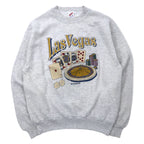 日本然リトテ-古着オンライン-JERZEES USA製 90年代 Las Vegas プリント スウェット M グレー コットン カジノ-JERZEES USA Made 90's Las Vegas Print Sweatshirt M Gray Cotton Casino