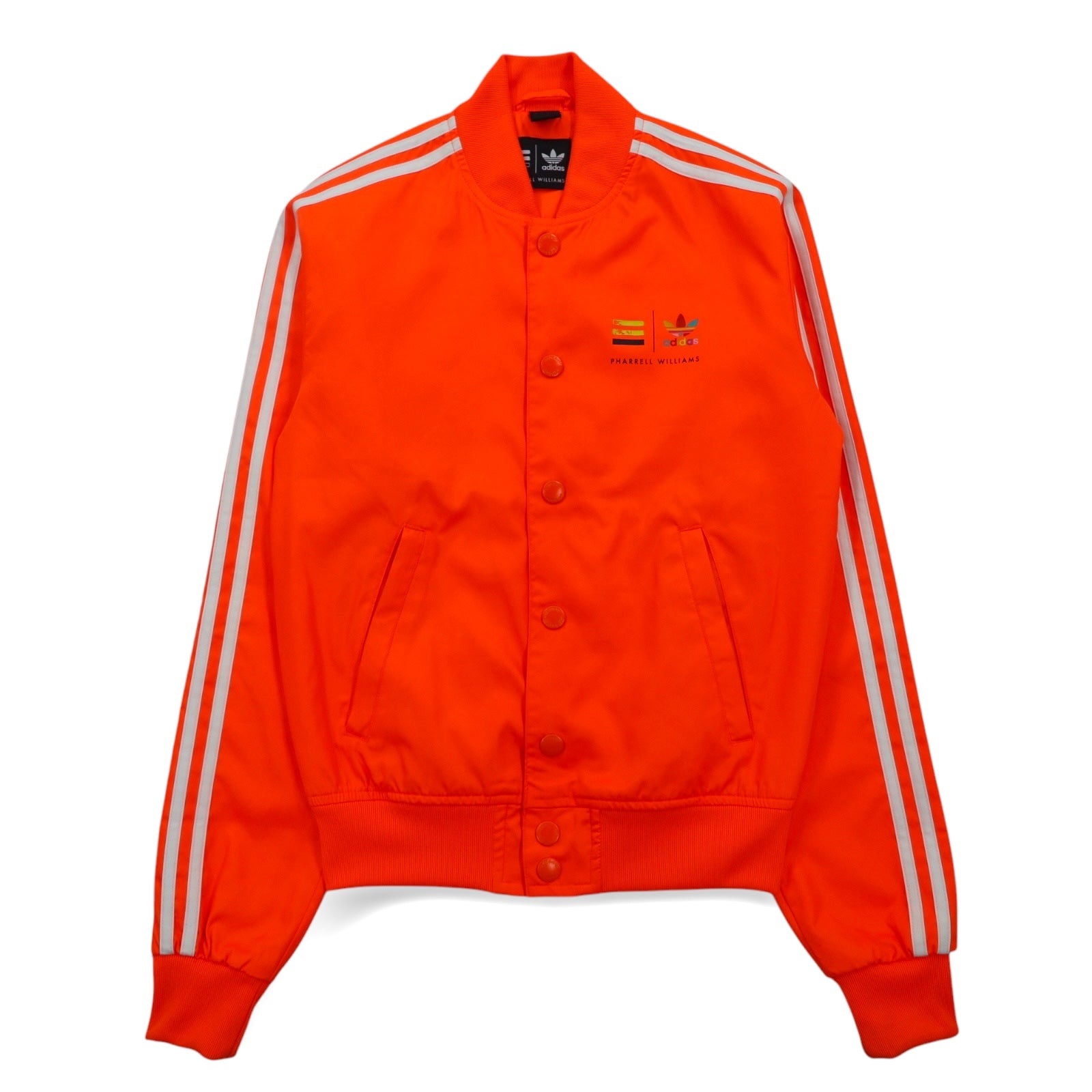 adidas originals × PHARRELL WILLIAMS トラックジャケット ジャージ XS オレンジ スナップボタン トレフォイルロゴ 3ストライプ Z97399