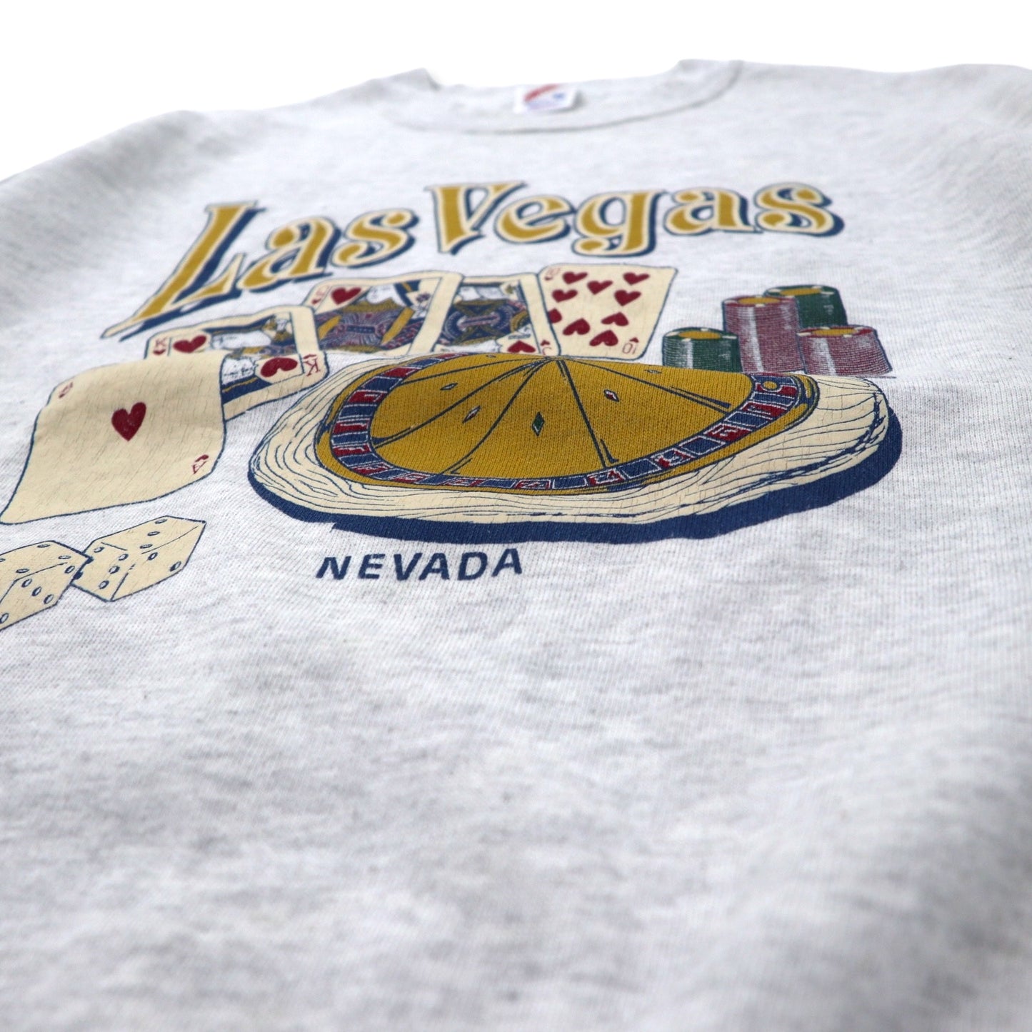 JERZEES USA Made 90's Las Vegas Print Sweatshirt M Gray Cotton 