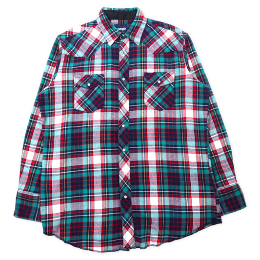 日本然リトテ-古着オンライン-Wrangler フランネルシャツ XL マルチカラー チェック コットン ビッグサイズ-WRANGLER FLANNEL SHIRT XL Multi Color Checked Cotton Big Size