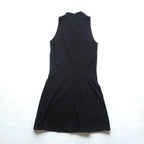 FENDI FF Logo Sleeveless Dress High Neck Dress 42 Black Back Zip Stretch Made in Italy