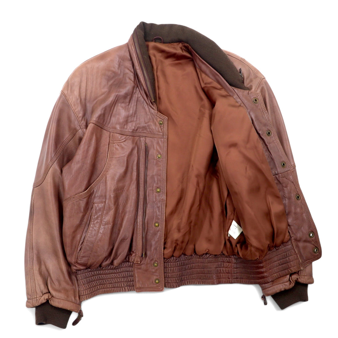Lambskin Bomber Jacket 90s Bomber Jacket Lamb Leather Flight Jacket L Brown Sheepskin Retractable Hood