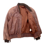 Lambskin Bomber Jacket 90s Bomber Jacket Lamb Leather Flight Jacket L Brown Sheepskin Retractable Hood