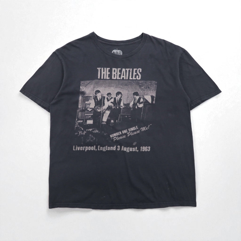 THE BEATLES Rock Band T-Shirt, Size L, Gray Cotton, PLEASE PLEASE ME, Made in Mexico