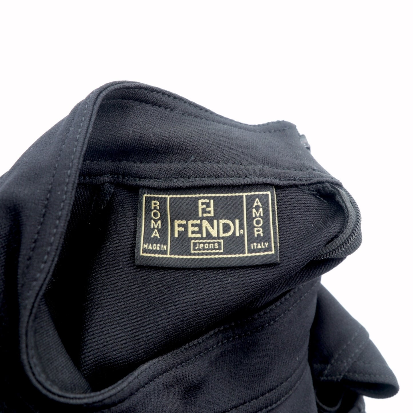 FENDI ノースリーブ ワンピース FFロゴ ハイネック ドレス M ブラック バックジップ ストレッチ イタリア製