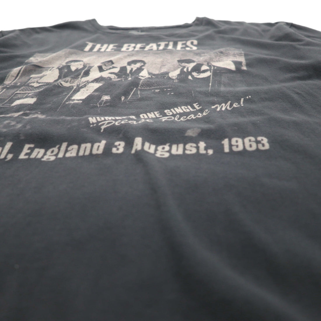 THE BEATLES Rock Band T-Shirt, Size L, Gray Cotton, PLEASE PLEASE ME, Made in Mexico