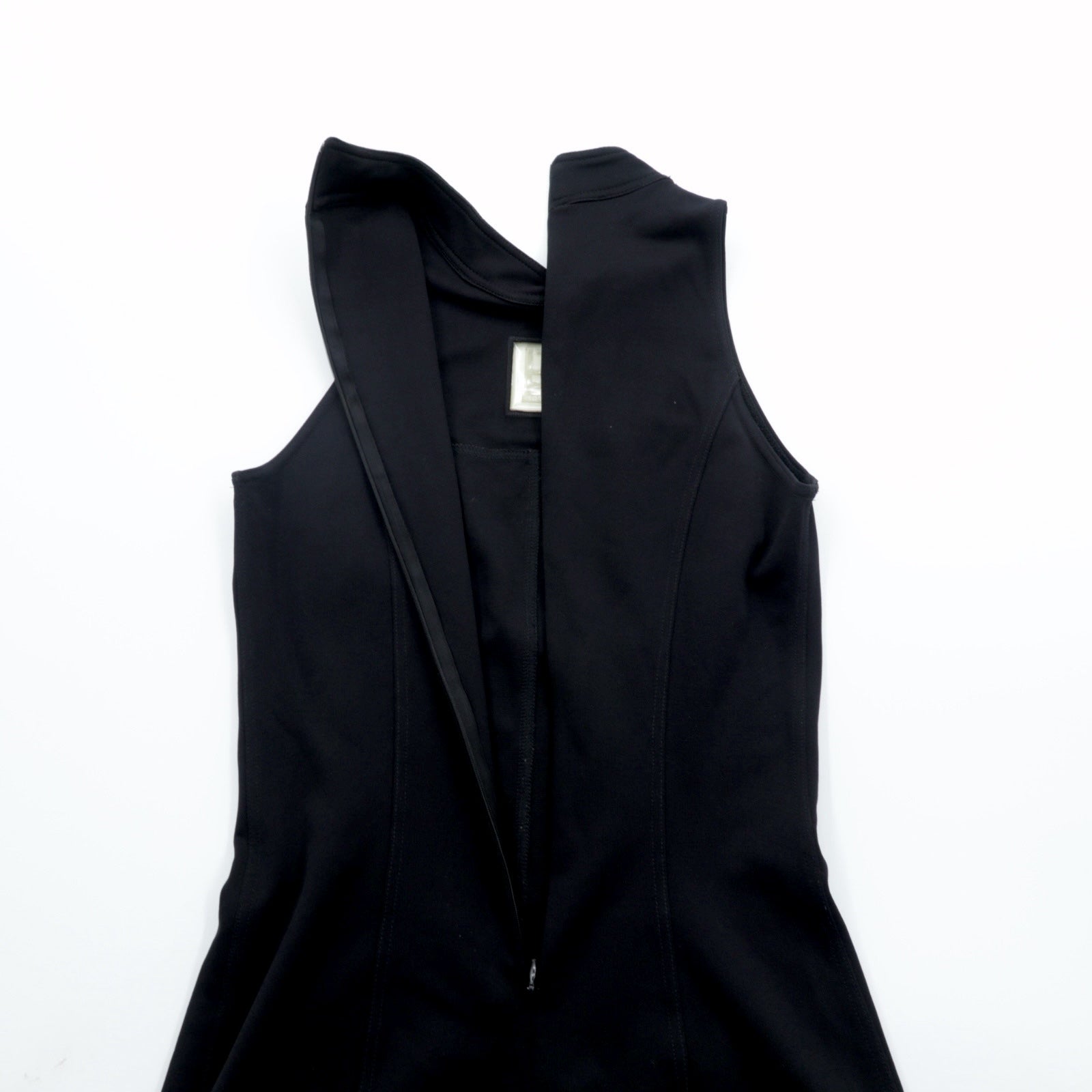 FENDI FF Logo Sleeveless Dress High Neck Dress 42 Black Back Zip Stretch Made in Italy