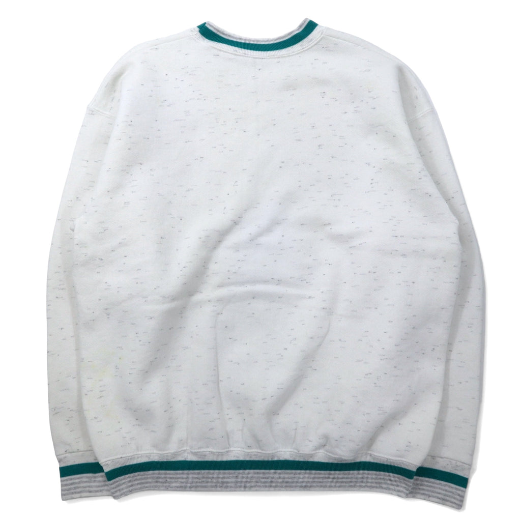 Made in USA 90s ONEITA Rib Line Sweatshirt XL White Cotton Fleece Lining COG RAILWAY