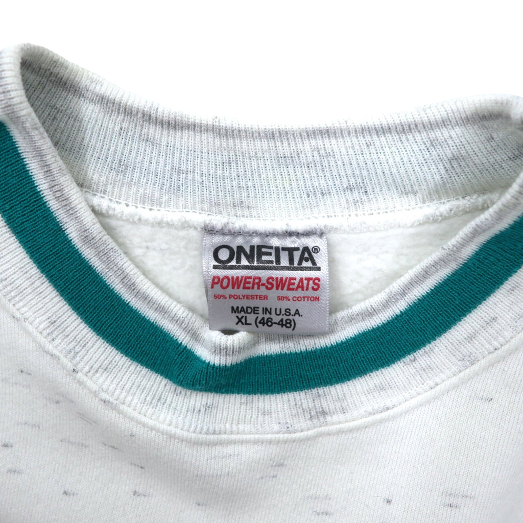 Made in USA 90s ONEITA Rib Line Sweatshirt XL White Cotton Fleece Lining COG RAILWAY