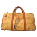 PRIMA CLASSE Made in Italy 2WAY Boston Bag Shoulder Bag Beige PVC Map Pattern