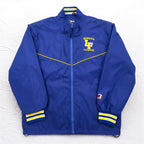USA made 90s Boathouse SPORTS nylon jacket jersey XL blue drawstring college print LAKE FOREST COLLEGE