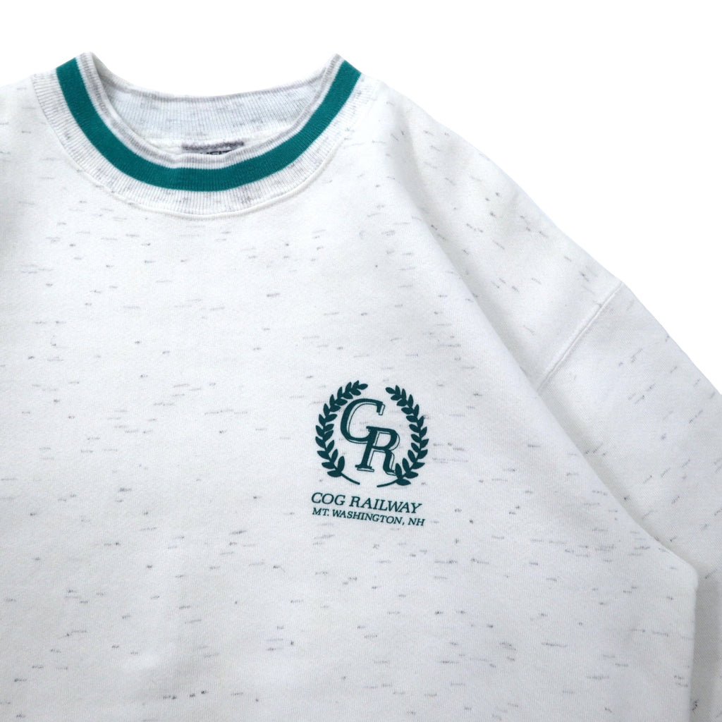 Made in USA 90s ONEITA Rib Line Sweatshirt XL White Cotton Fleece Lining COG RAILWAY