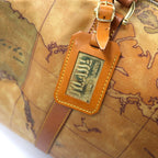 PRIMA CLASSE Made in Italy 2WAY Boston Bag Shoulder Bag Beige PVC Map Pattern