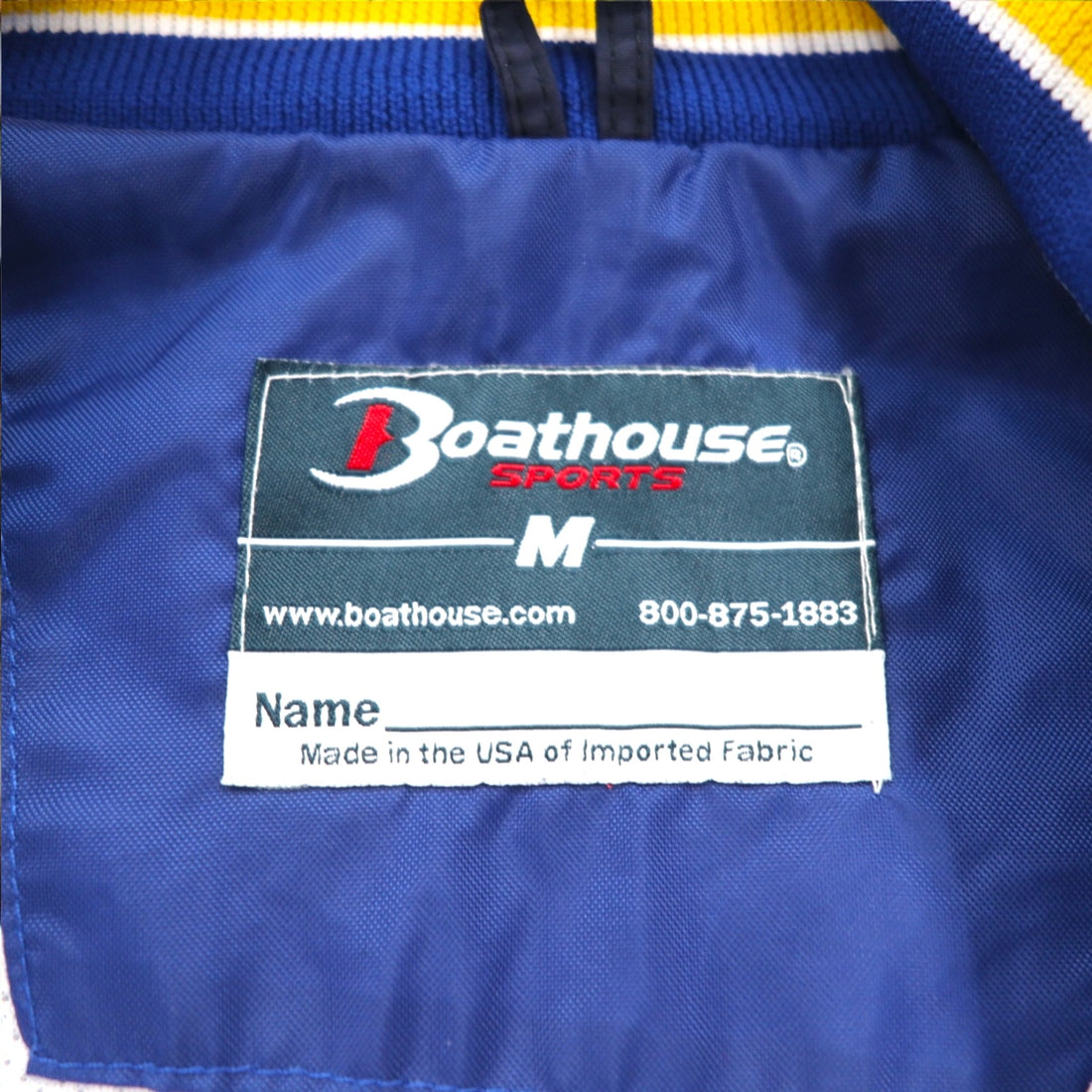 USA made 90s Boathouse SPORTS nylon jacket jersey XL blue drawstring college print LAKE FOREST COLLEGE