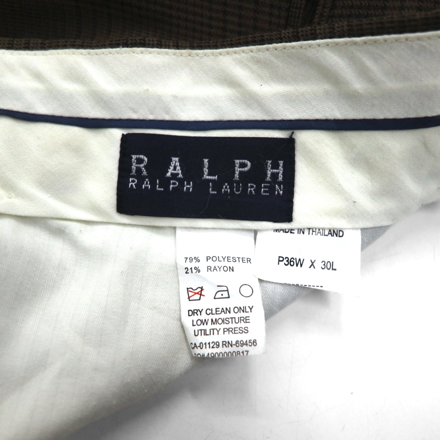 RALPH LAUREN 90年代 2タック ワイド スラックスパンツ L ブラウン チェック ポリエステル