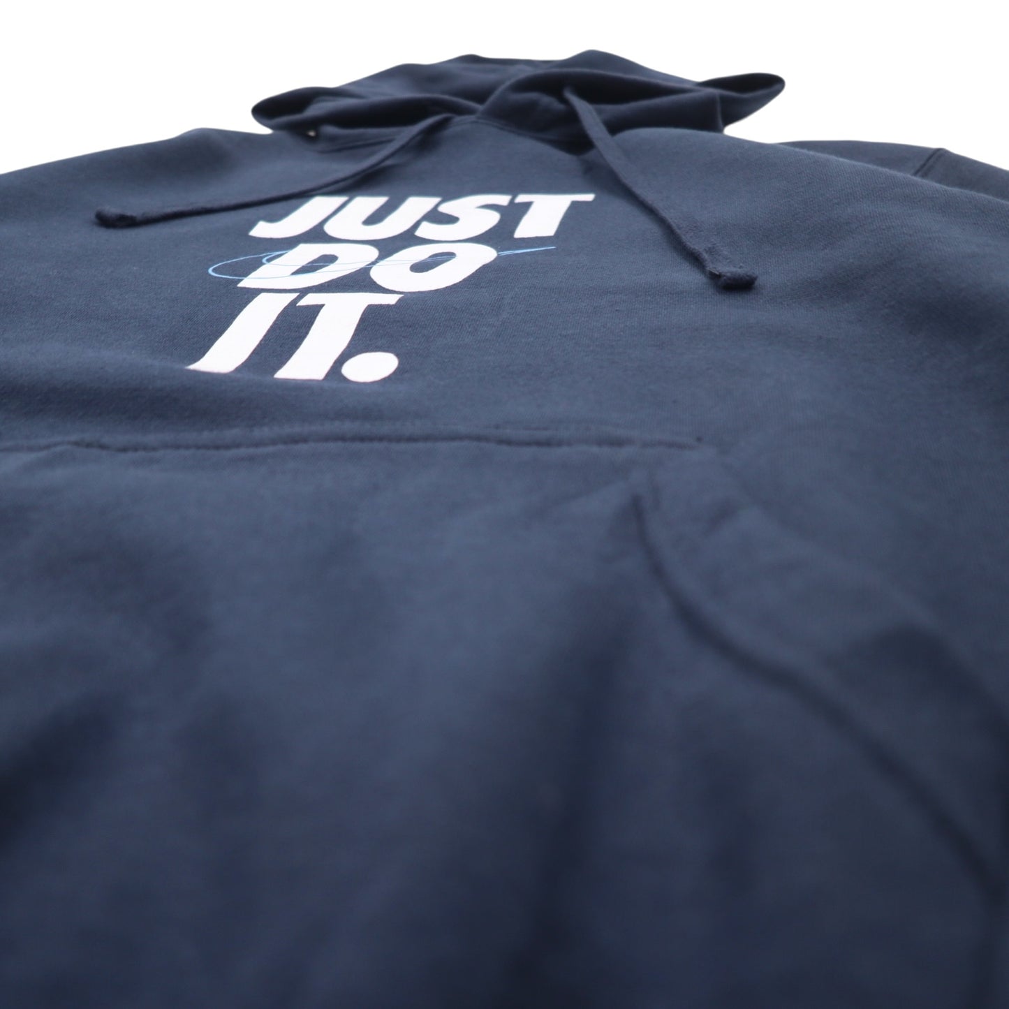 NIKE プルオーバーパーカー M ネイビー コットン 裏起毛 スウッシュロゴ JUST DO IT HOODIE 928717-451 未使用品