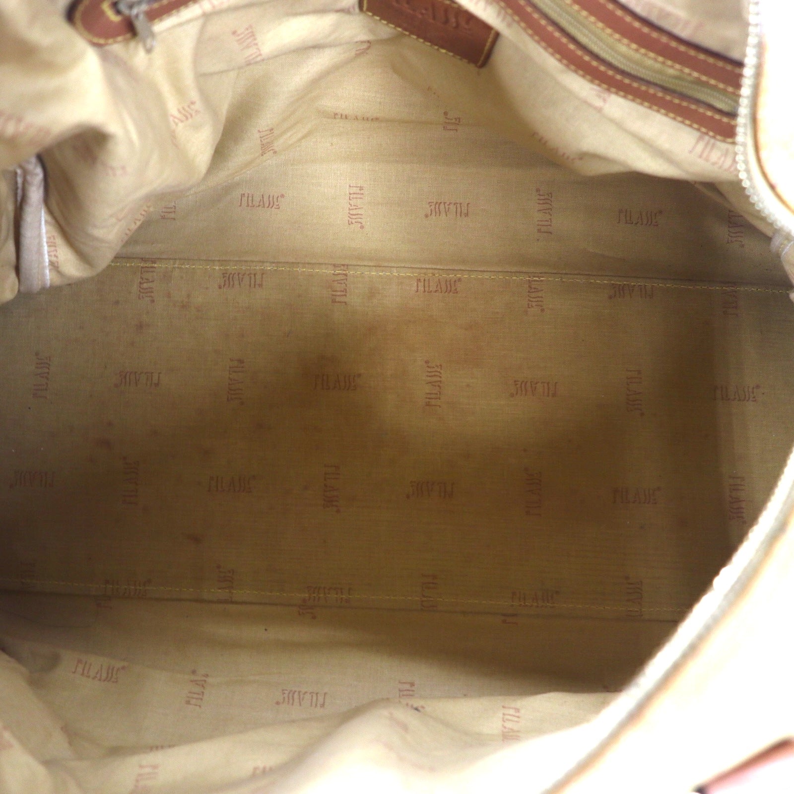 PRIMA CLASSE Made in Italy 2WAY Boston Bag Shoulder Bag Beige PVC Map Pattern