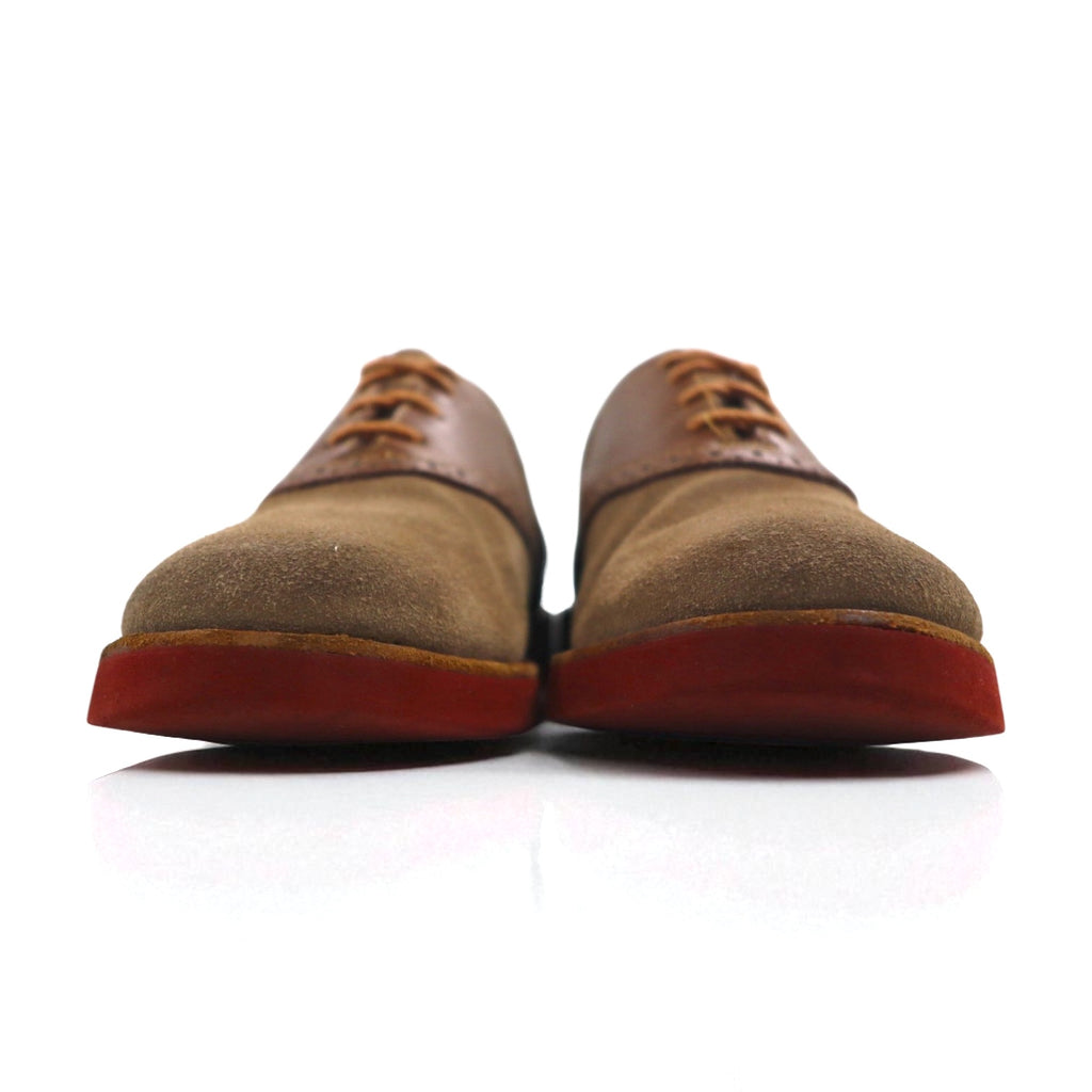 GHBASS Suede Combination Saddle Shoes, Size 25.5cm, Beige Leather, 5716