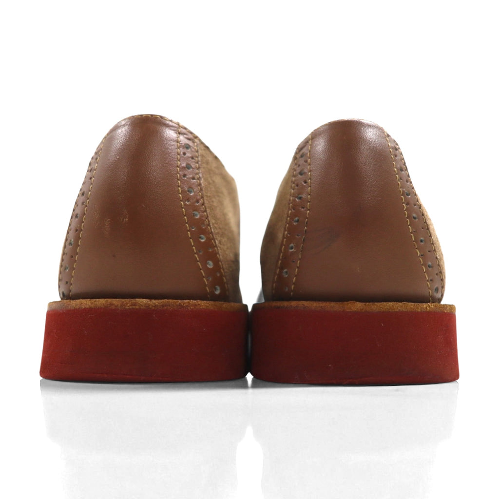 GHBASS Suede Combination Saddle Shoes, Size 25.5cm, Beige Leather, 5716