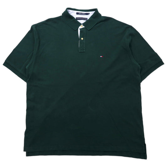 日本然リトテ-古着オンライン-TOMMY HILFIGER ポロシャツ XXL カーキ コットン ワンポイントロゴ ビッグサイズ-TOMMY HILFIGER Polo Shirt XXL KHAKI Cotton One Point Logo Big Size