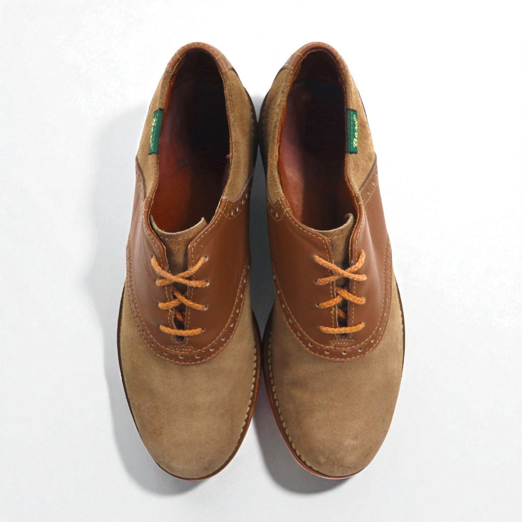 GHBASS Suede Combination Saddle Shoes, Size 25.5cm, Beige Leather, 5716