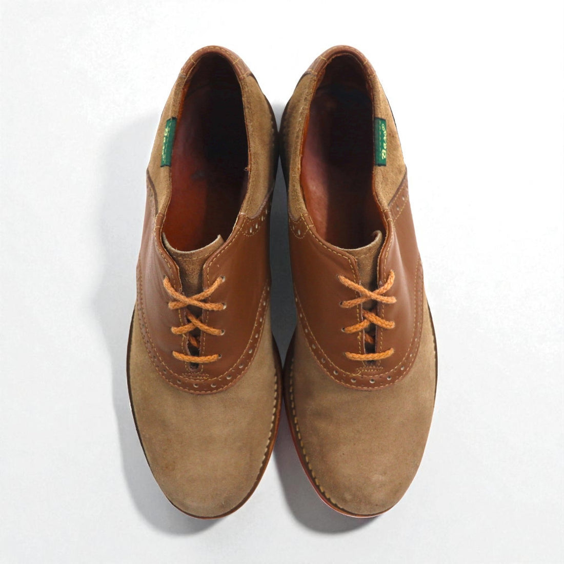 GHBASS Suede Combination Saddle Shoes, Size 25.5cm, Beige Leather, 5716