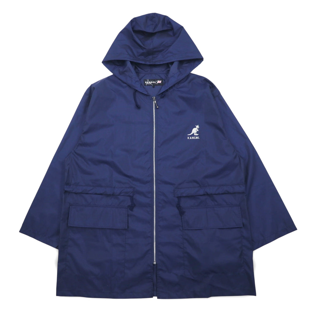 KANGOL Rain Jacket FREE Navy Nylon Water Repellent Back Logo Print Drawstring Made in Japan