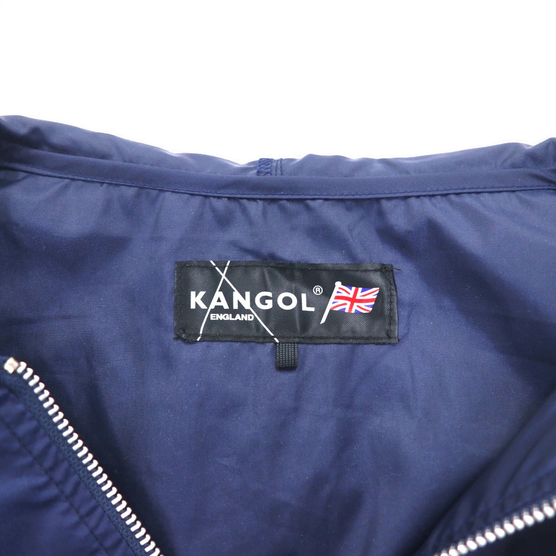 KANGOL Rain Jacket FREE Navy Nylon Water Repellent Back Logo Print Drawstring Made in Japan