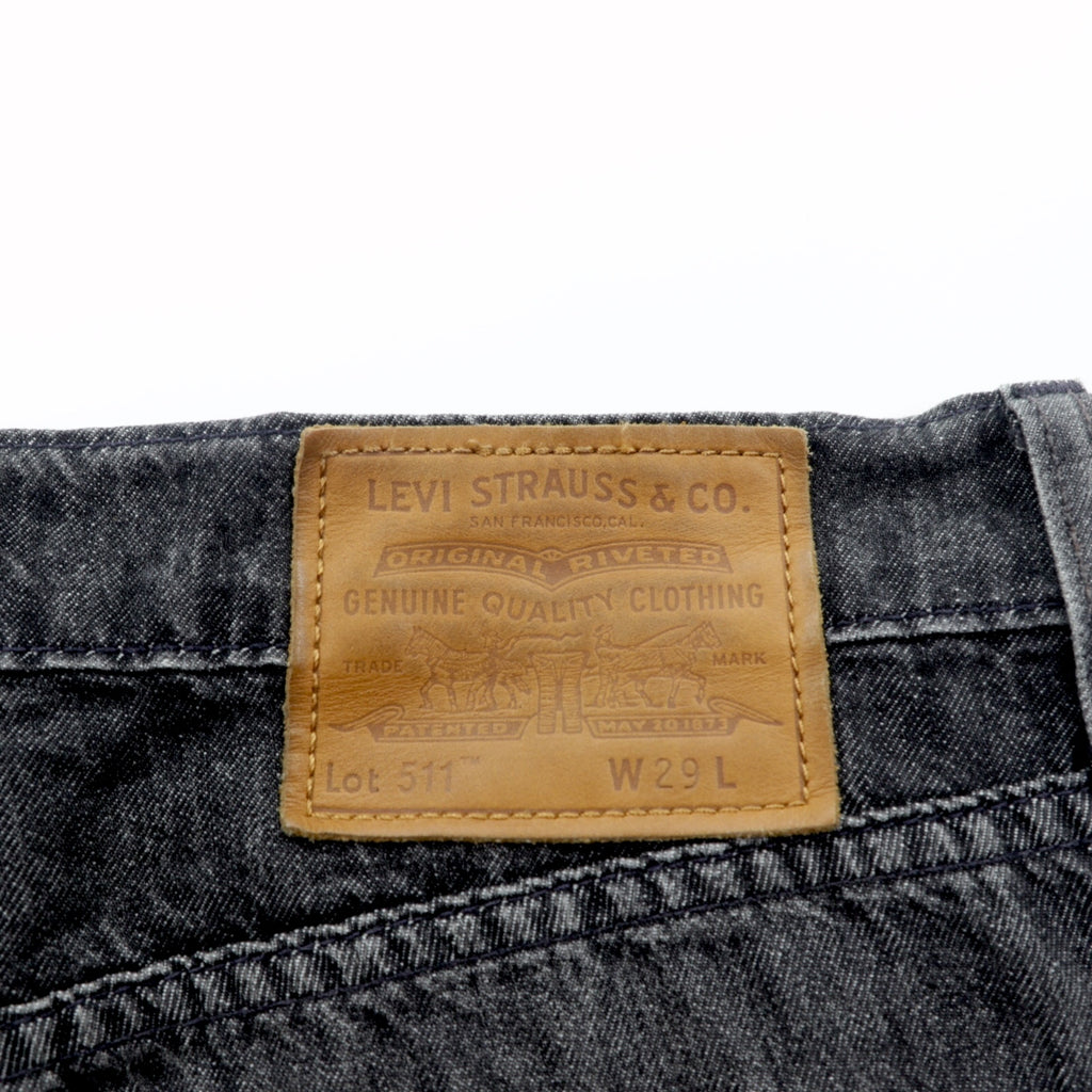 LEVI'S PREMIUM 511 ビッグE 復刻 ブラック デニムパンツ ジーンズ S ブラック レザーパッチ