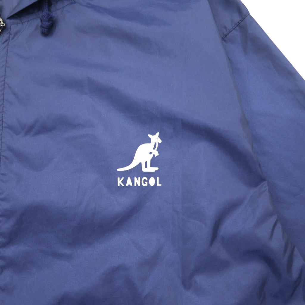 KANGOL Rain Jacket FREE Navy Nylon Water Repellent Back Logo Print Drawstring Made in Japan