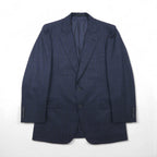 BURBERRY Suit, Size M, Navy Wool Check, Wide Flare, Made in Japan